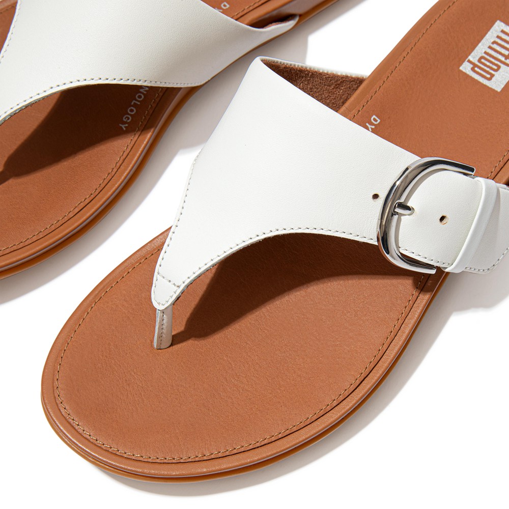 Fitflop Womens Sandals White - Gracie Buckle Leather Toe-post - 16CRMLKVD